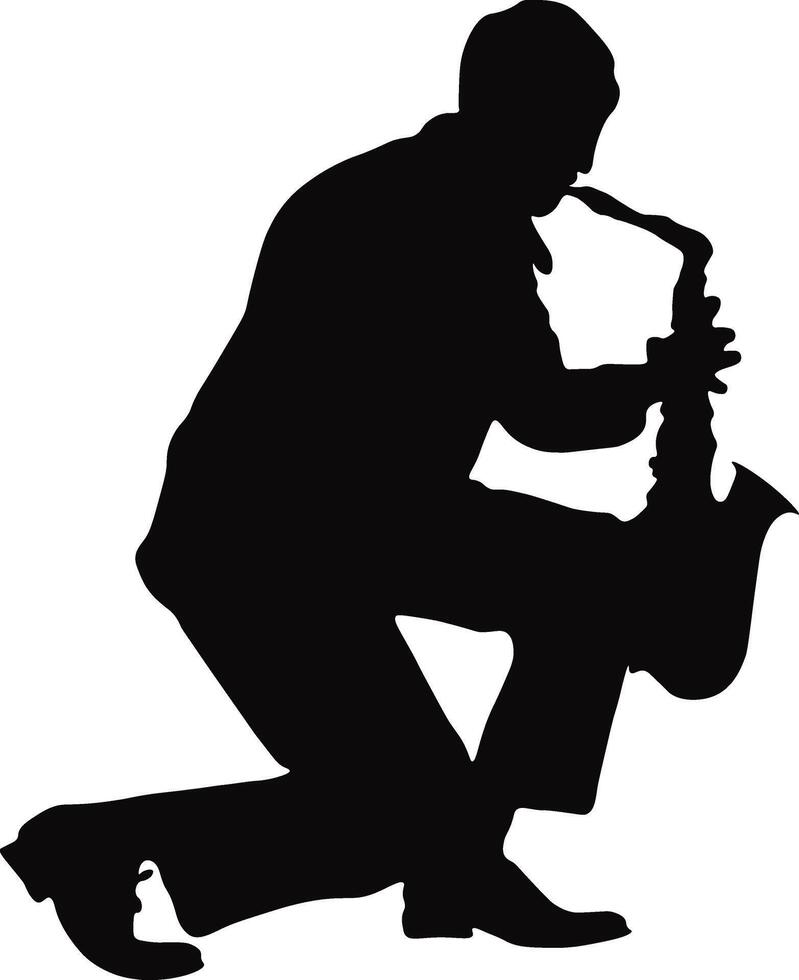 Silhouette of Man Playing Saxophone vector