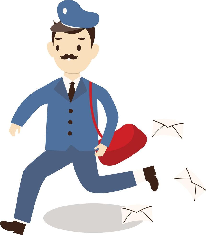 Postman Cartoon Character with Mail vector