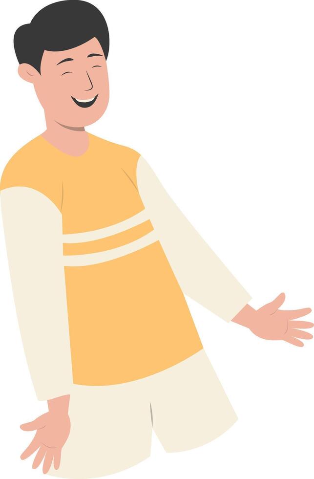 Adult Man Laughter Illustration with Yellow Clothes vector