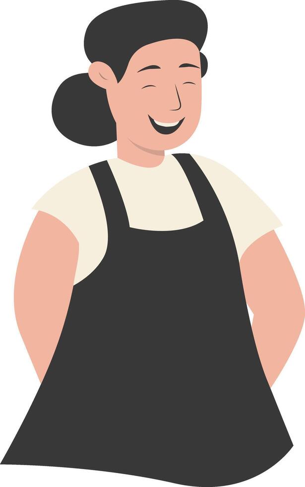 Young Girl Laughter with Black Apron vector