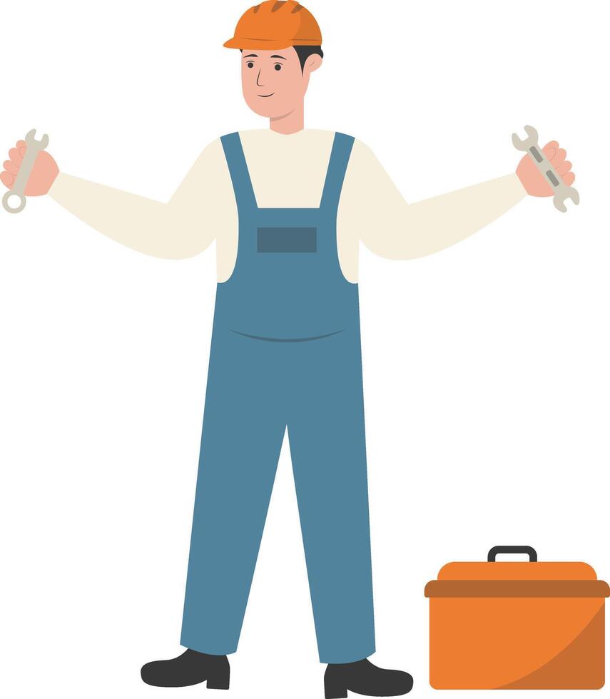 Young Man Construction with Toolbox vector