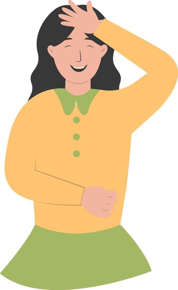 Young Girl Laughter with Yellow Casual Clothes vector