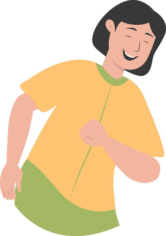 Young Woman Laughter Illustration in Cartoon Design vector
