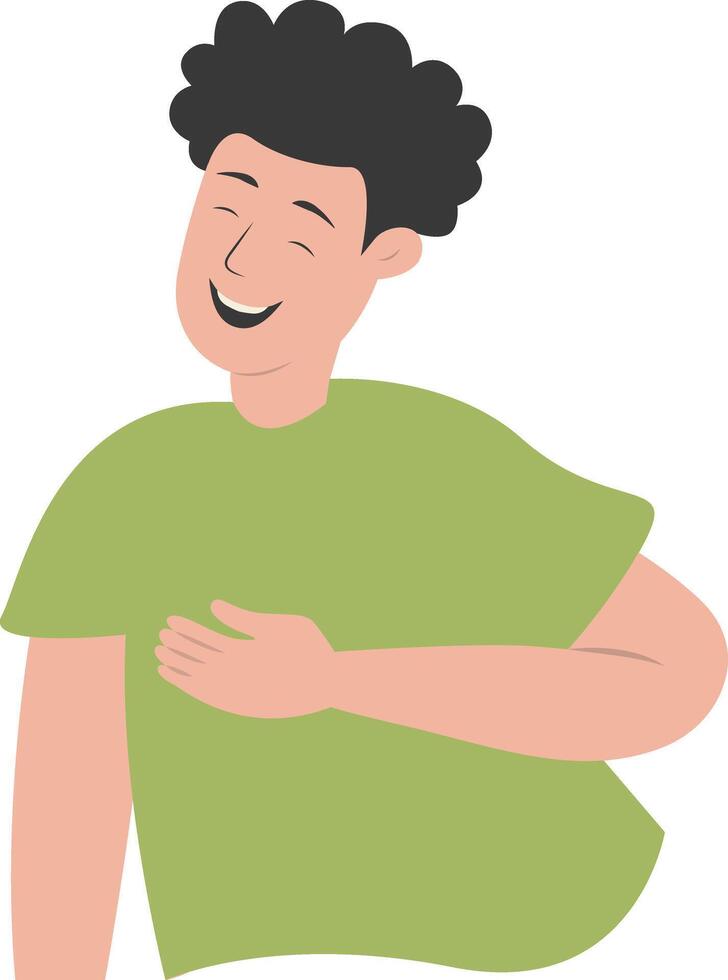 Young Men Laughter with Green Clothes vector