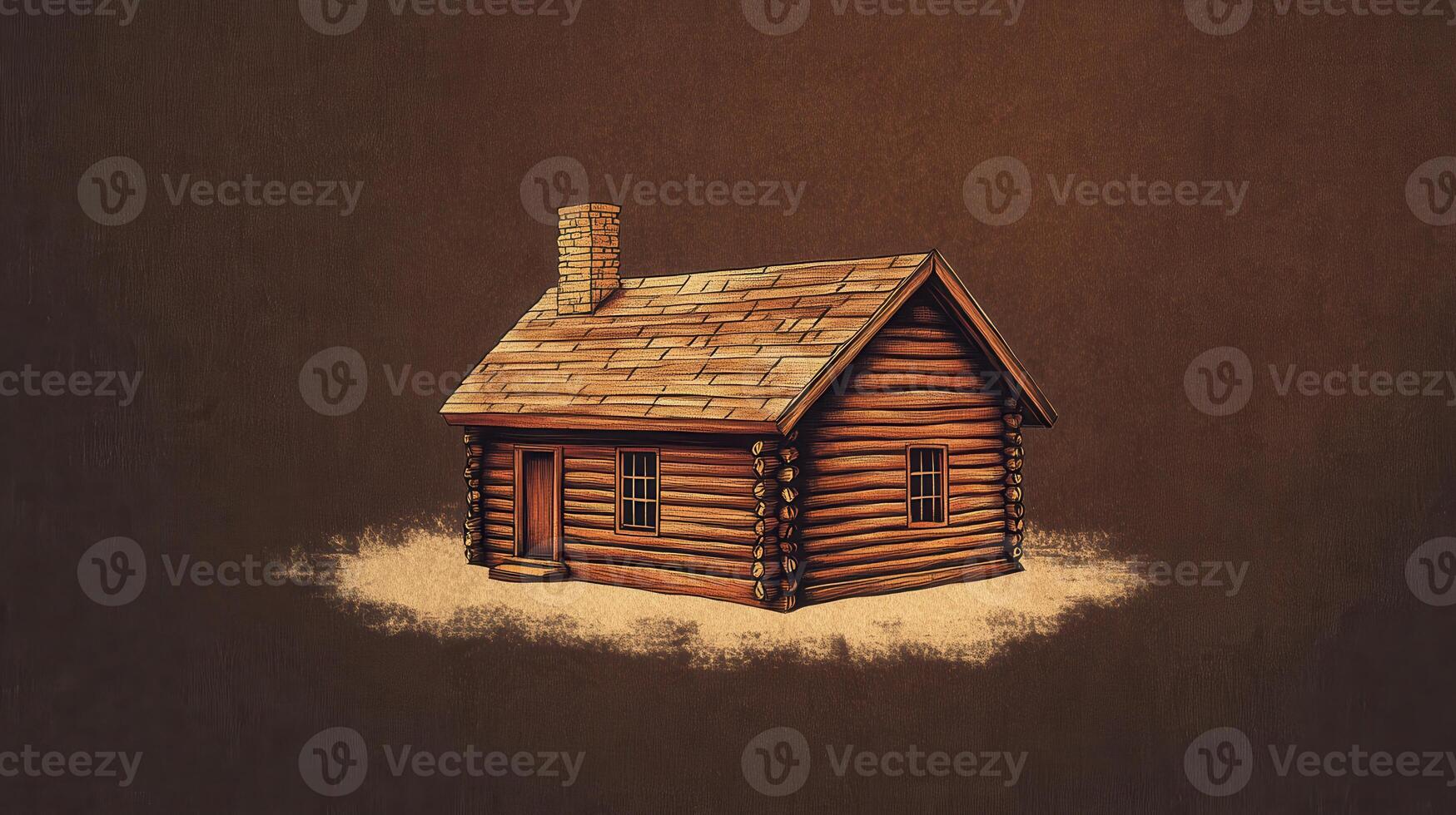 Wooden cabin on a light brown background, showcasing rustic design and simplicity in architecture photo
