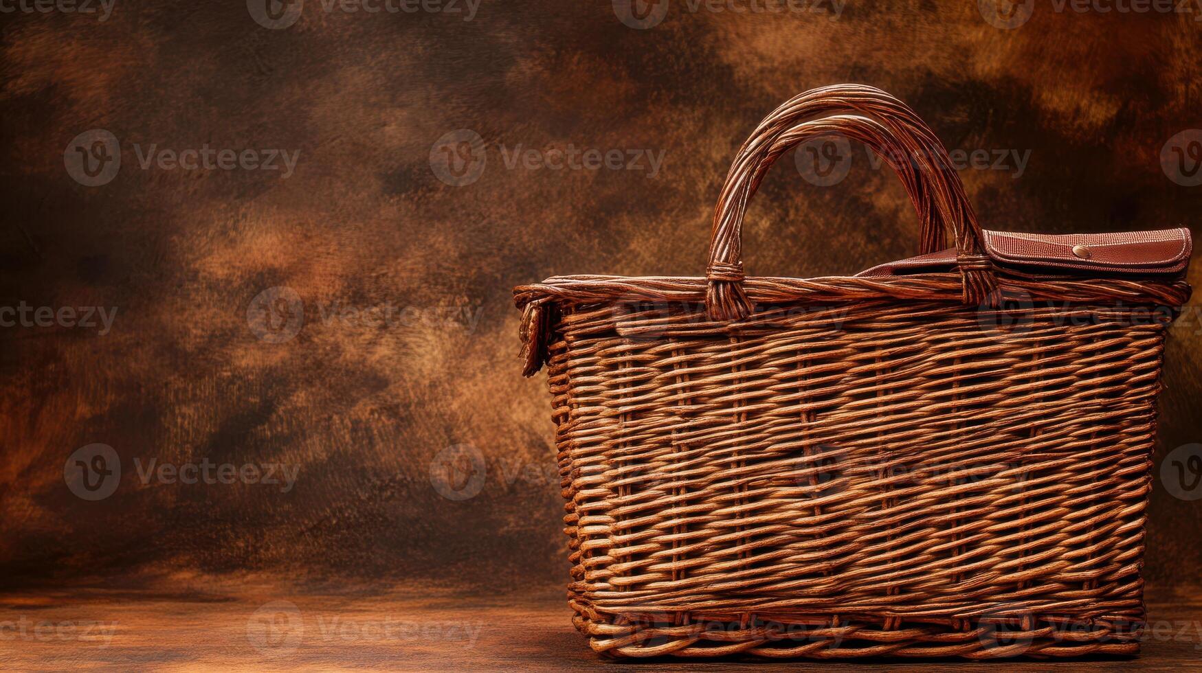 Woven basket displayed against a textured background showcasing craftsmanship and design elements photo