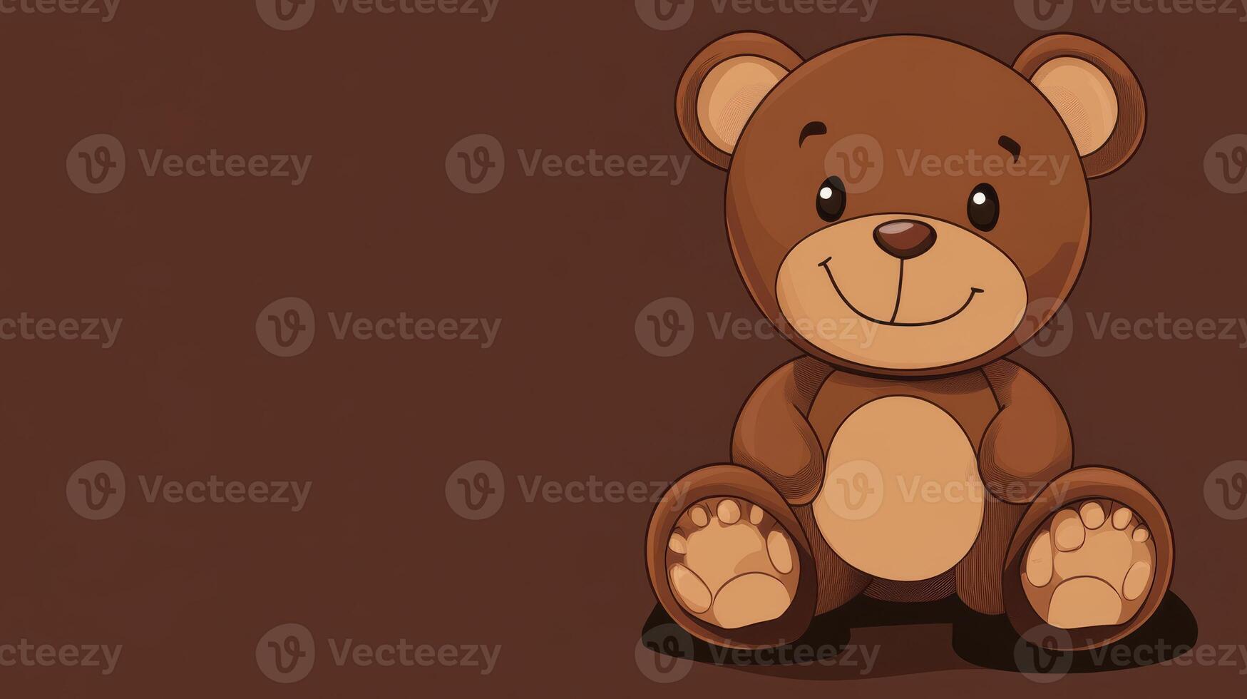 A cartoon brown teddy bear sitting on a brown background photo