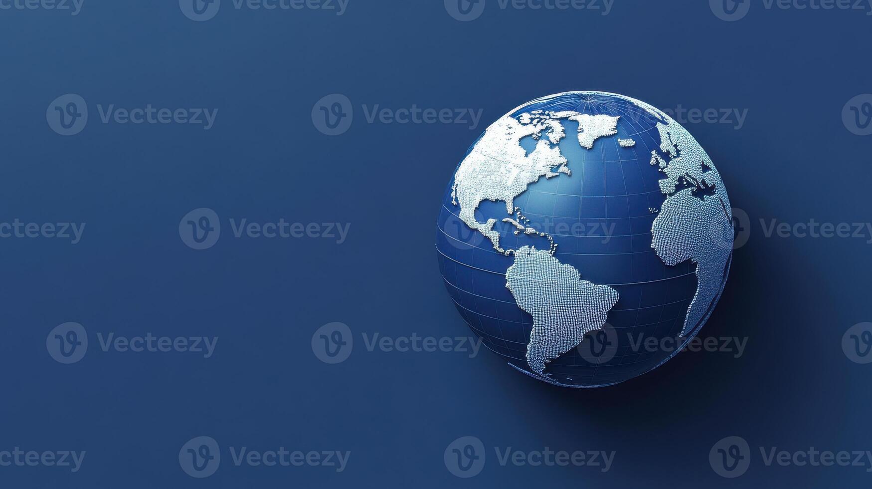 A blue globe with a white outline on it photo
