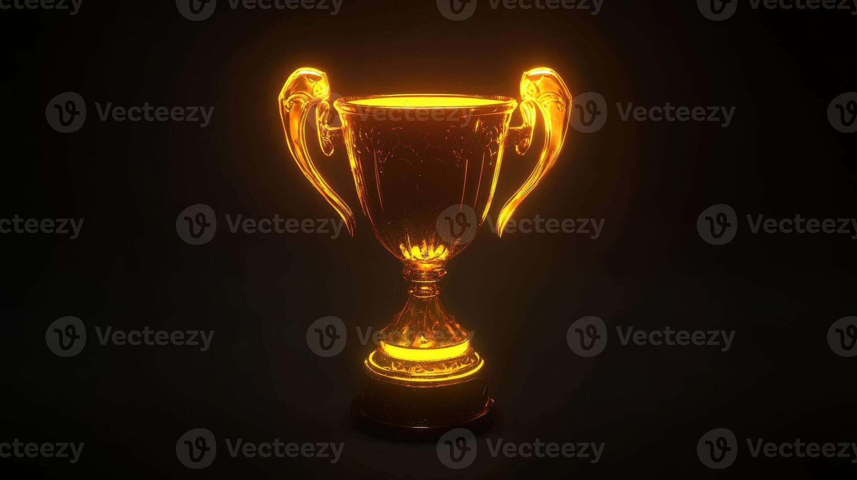 Award trophy illuminated with a warm golden glow against a dark background showcasing its elegant design photo