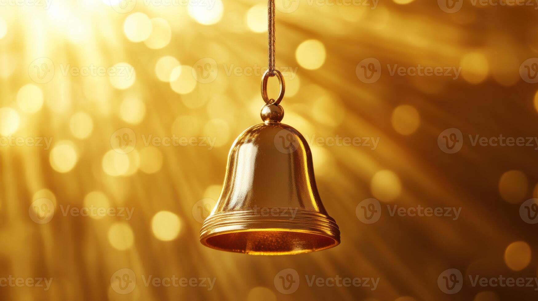 Golden bell glowing with radiant light creating a warm and inviting atmosphere in a celebratory setting photo