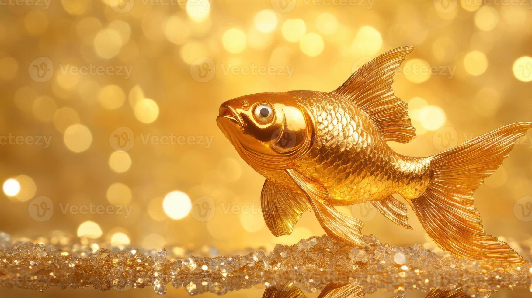 Golden fish on a shiny background photo