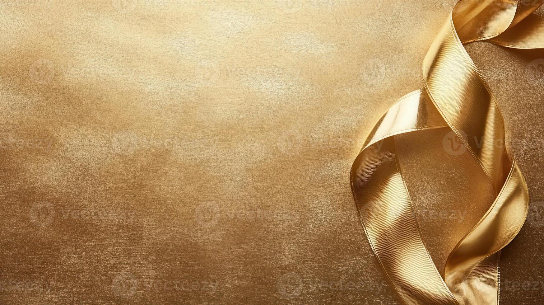 Bright golden ribbon on elegant textured background creating a festive atmosphere for celebrations and events photo