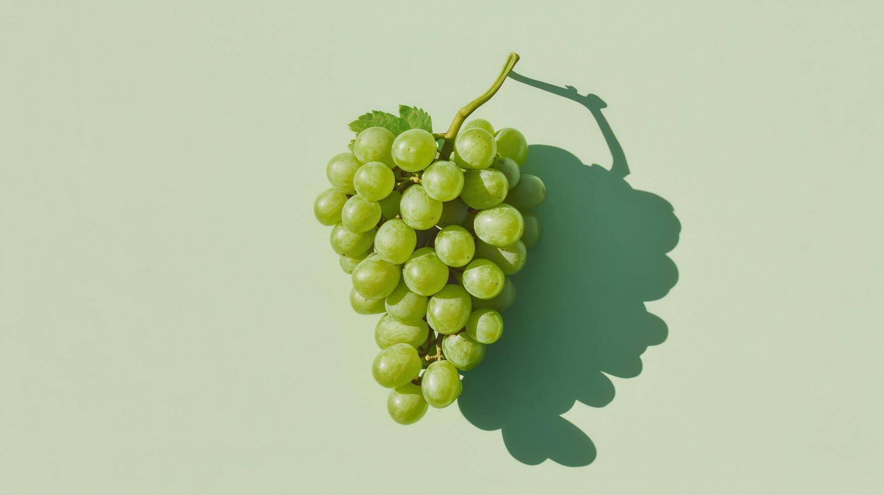 Fresh green grapes on a light background with soft shadows highlighting their texture and freshness photo