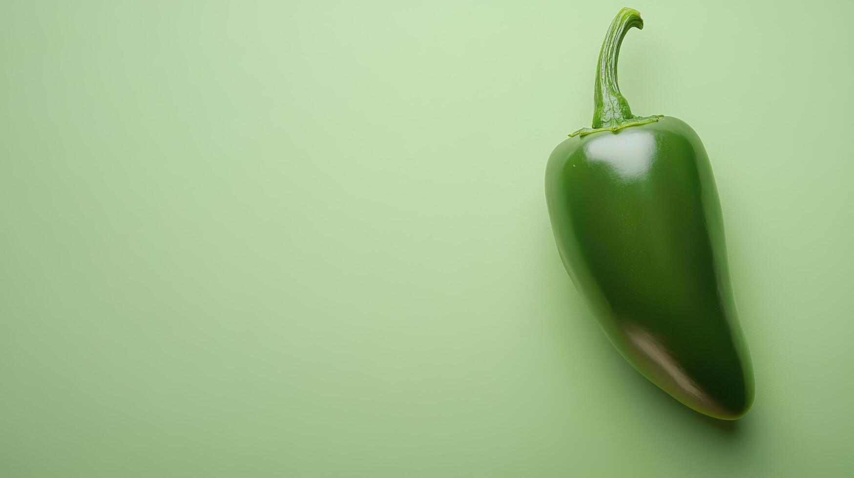 Fresh green jalapeno pepper on a vibrant green background showcasing natural color and texture photo