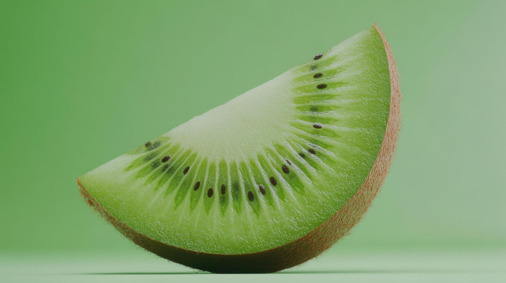 Freshly sliced kiwi on a vibrant green background showcasing its juicy texture and unique pattern photo