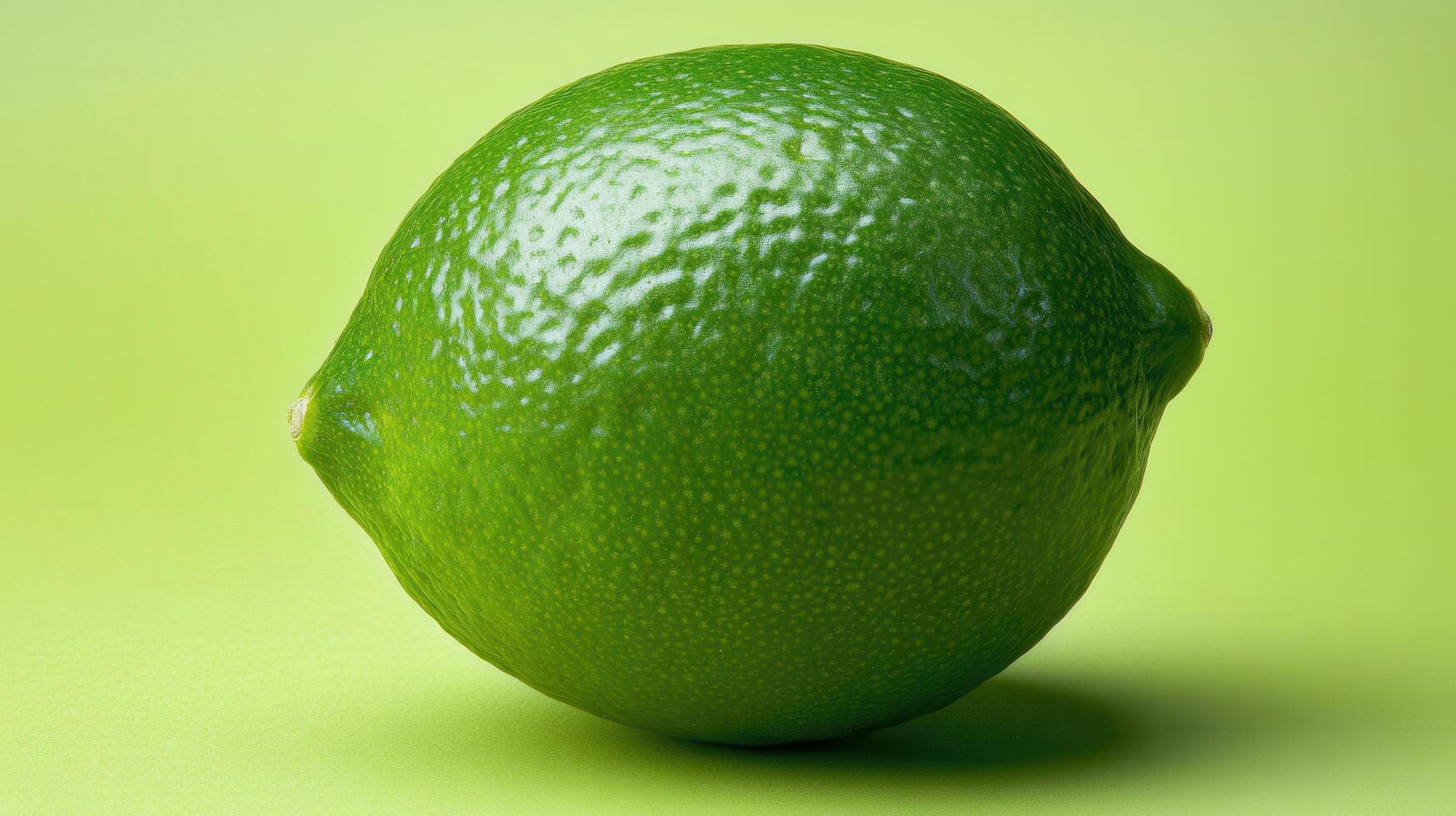 Fresh lime resting on a green background highlighting its vibrant texture and color photo