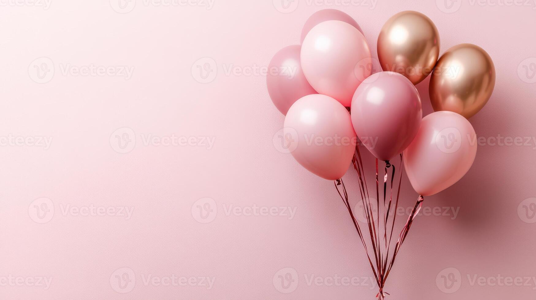 Colorful balloons in pink hues with a touch of gold for a festive celebration backdrop photo