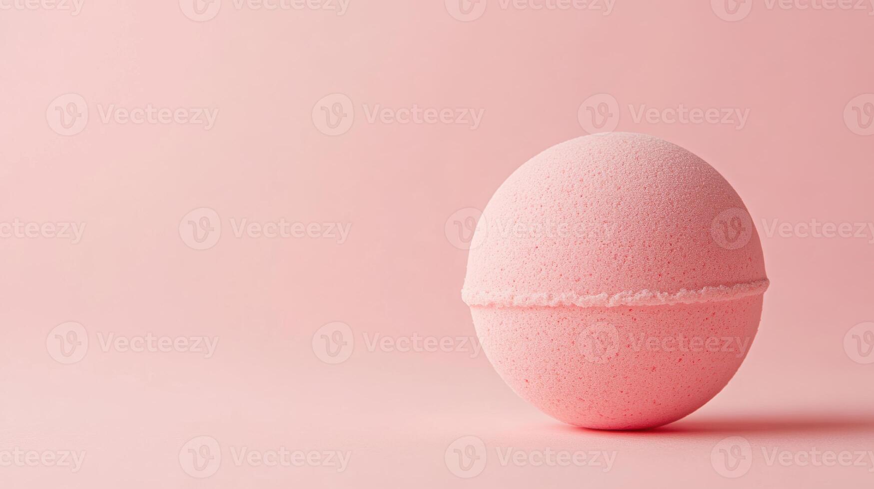 Pink bath bomb resting on soft pink background, perfect for a soothing and relaxing bath experience at home photo