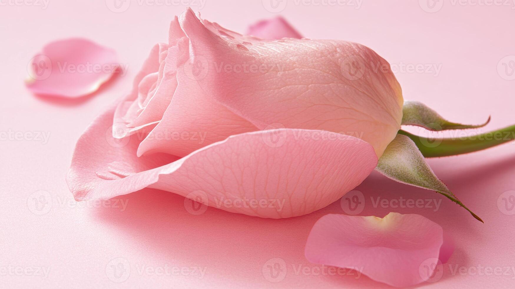 A pink rose on a pink background photo