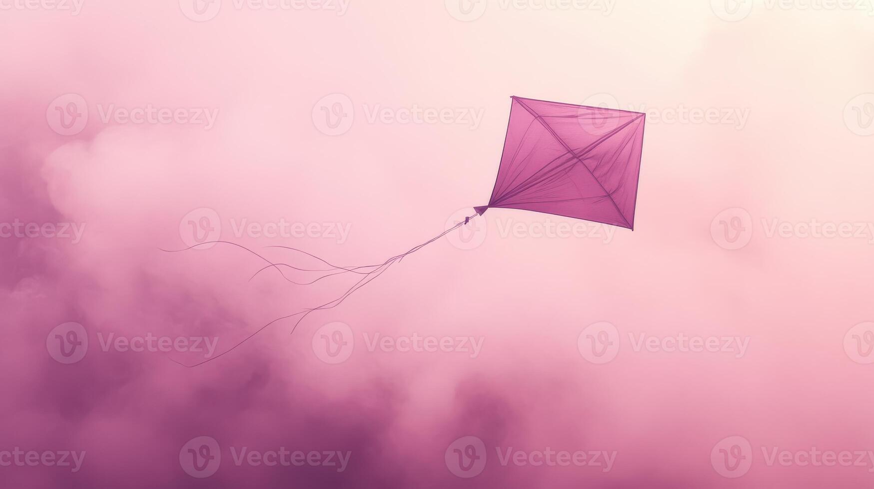 A kite flying in the sky with a pink background photo