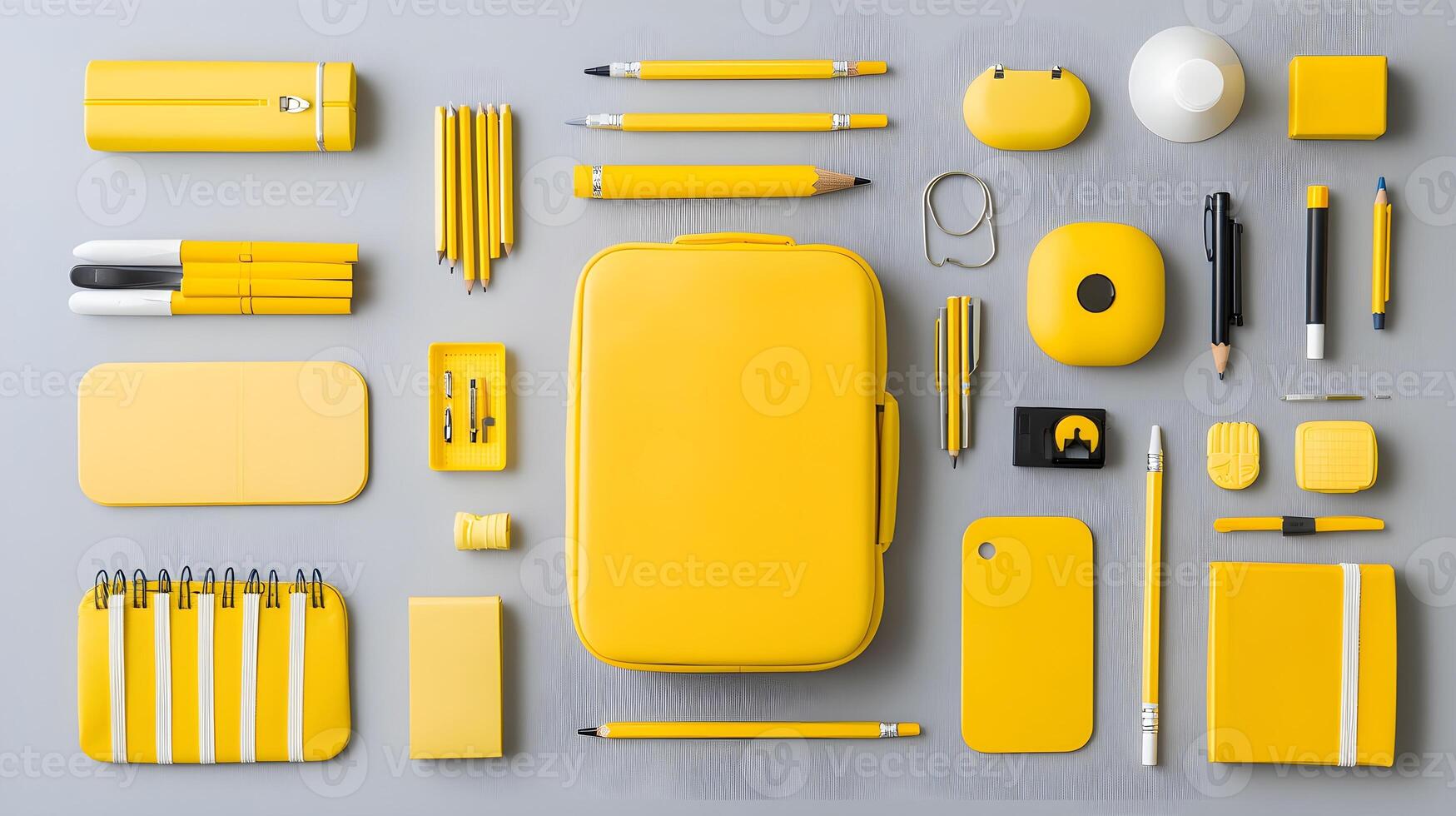 Vibrant Yellow Office Supplies for Creative Workspace Organization photo
