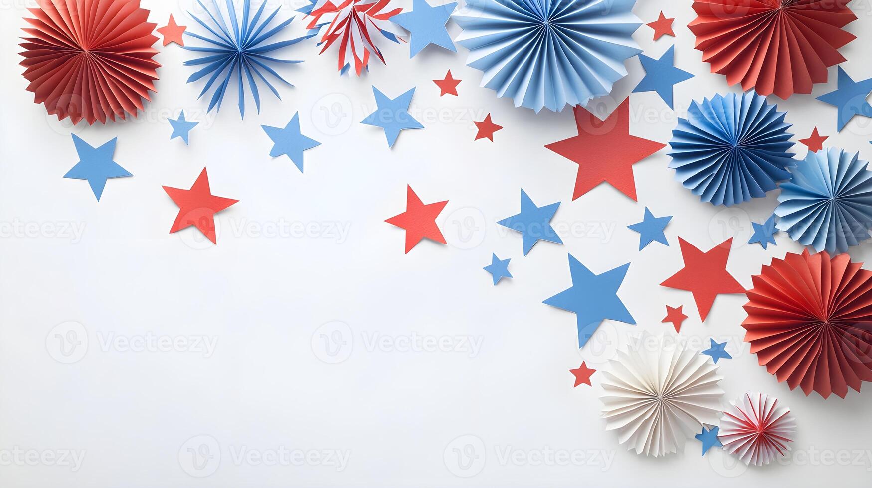 Colorful Paper Decorations with Red, White, and Blue for Celebrations photo