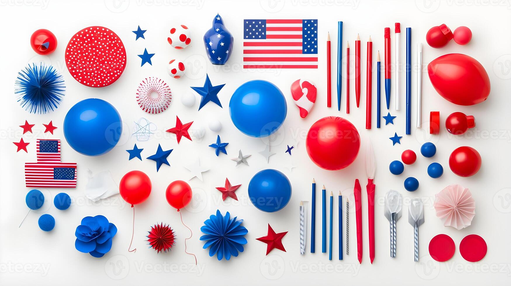 Festive Red White Blue Party Decorations for Celebration photo