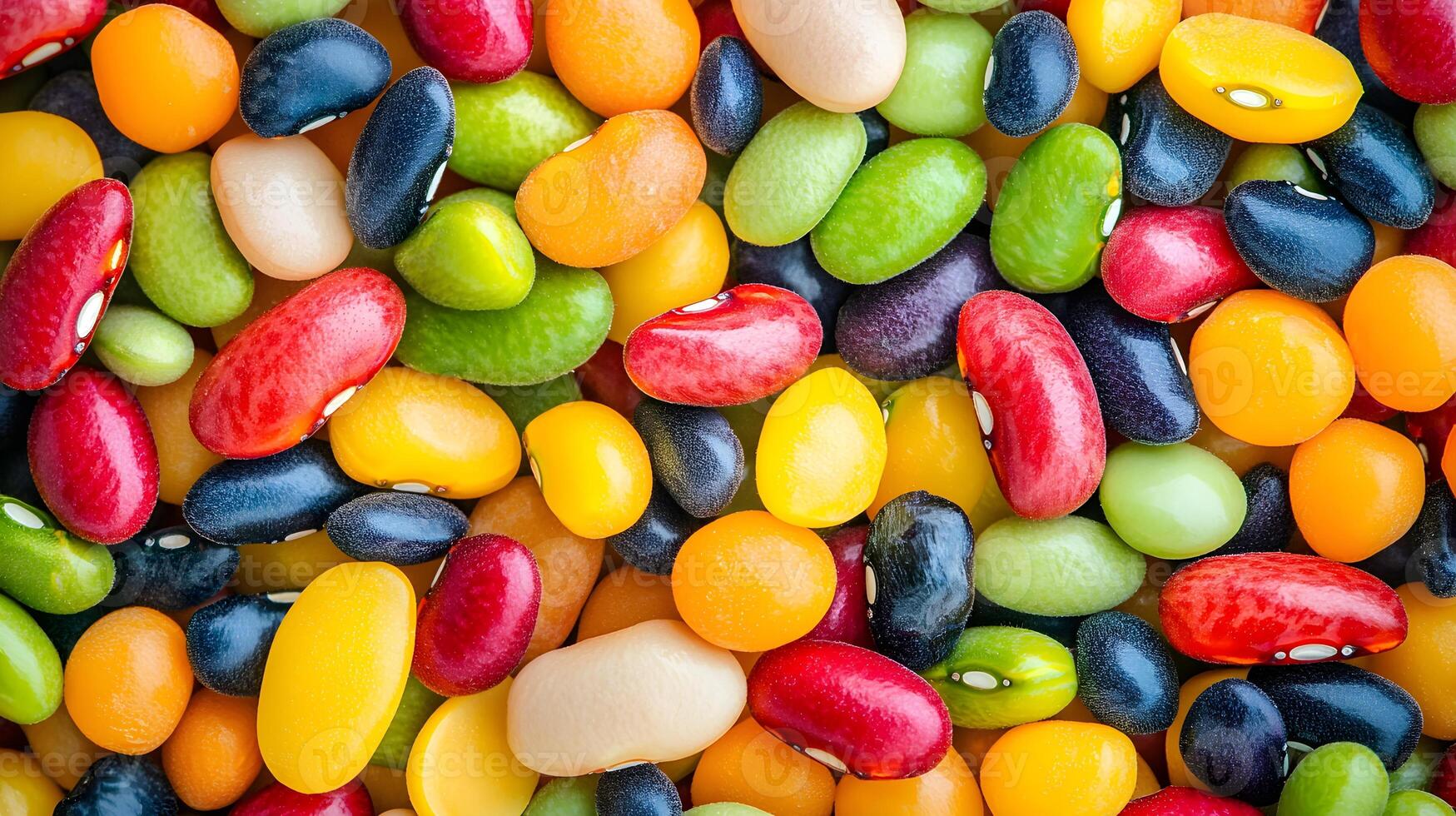 Colorful Assortment of Various Beans and Jelly Candies Background photo