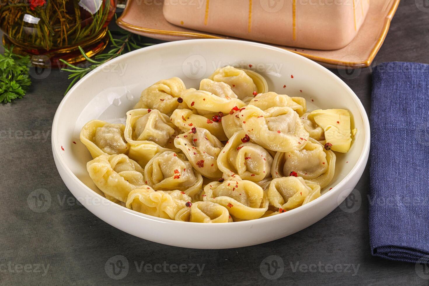 Russian homemade dumplings with meat photo