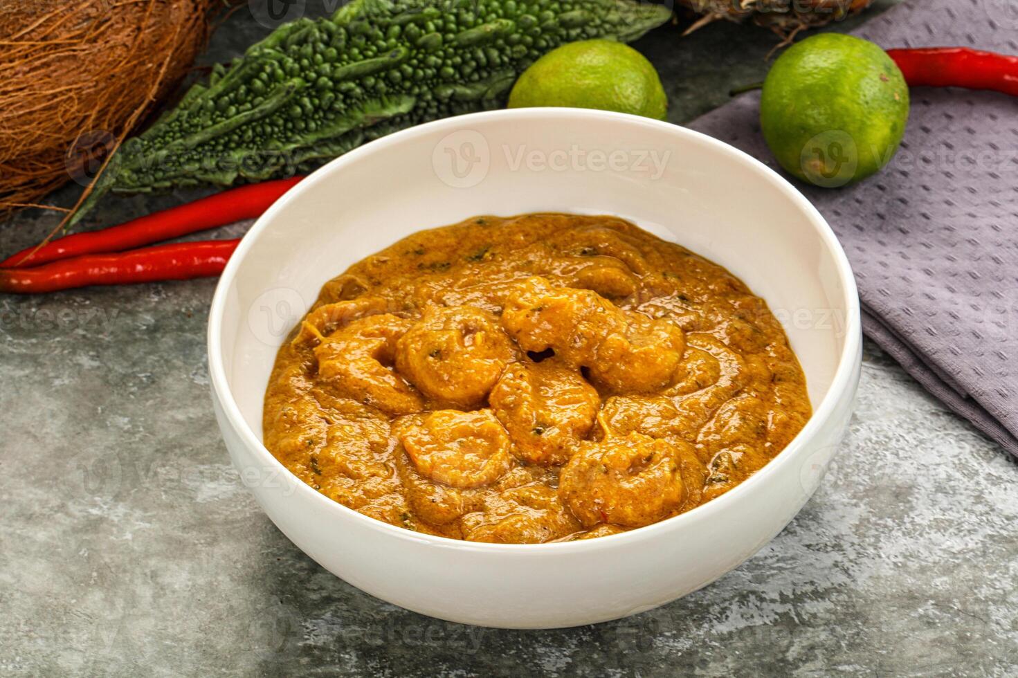 Indian prawn masala with spices photo