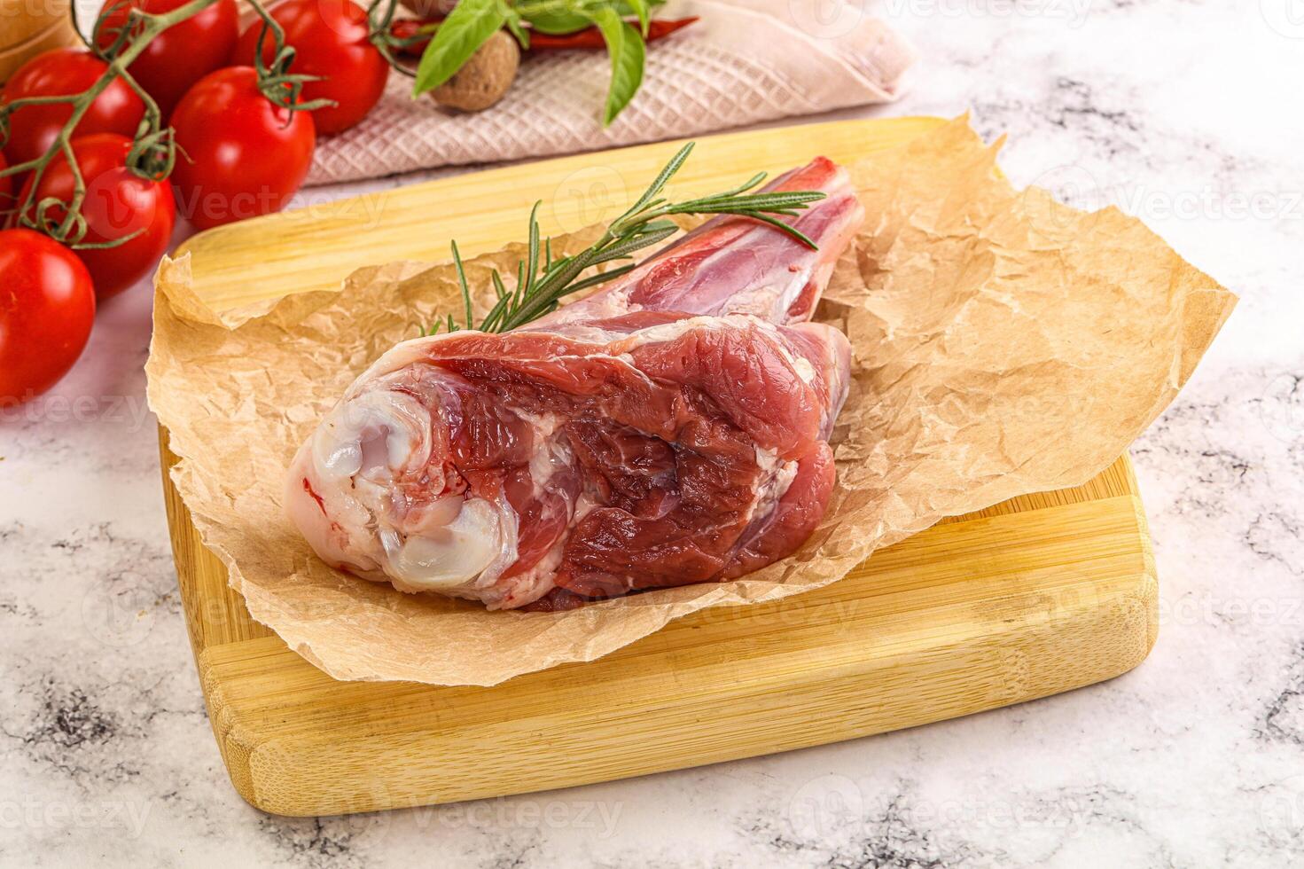 Raw lamb shank for cooking photo