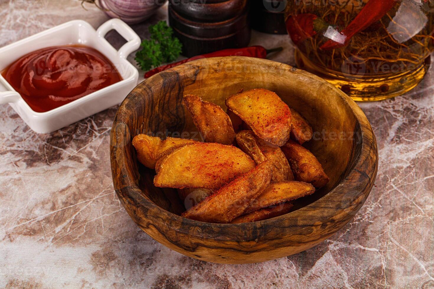 Fried rustic golden Idaho potato photo