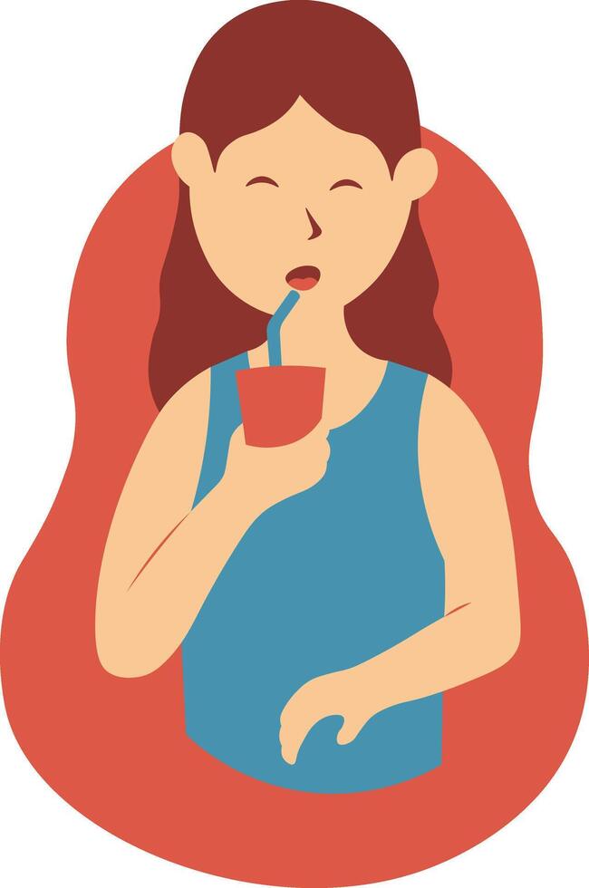 Woman Drinking Juice vector