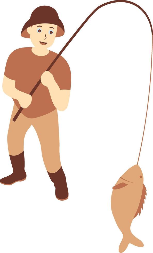 Fisherman Illustration in Cartoon Design vector