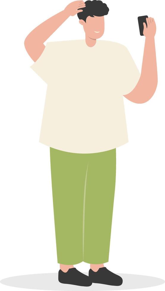 Man Carrying Phone for Selfie vector