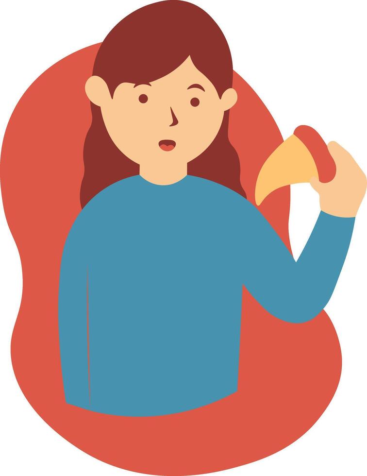 Woman Eat Pizza vector