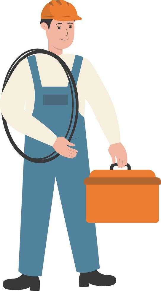Young Man Construction with Equipment vector