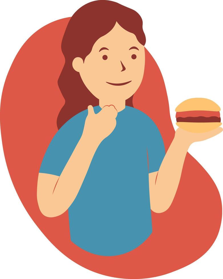 Women Eating Hamburger vector