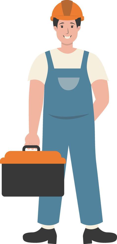 Adult Man Construction with Toolbox vector