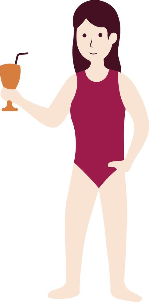 Girl Summer Beach with Juice vector