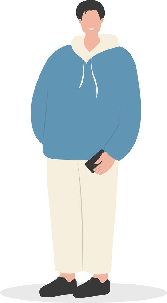 Men Carrying Phone with Blue Jacket vector