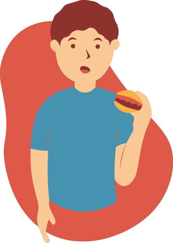 Male Eating Hamburger vector