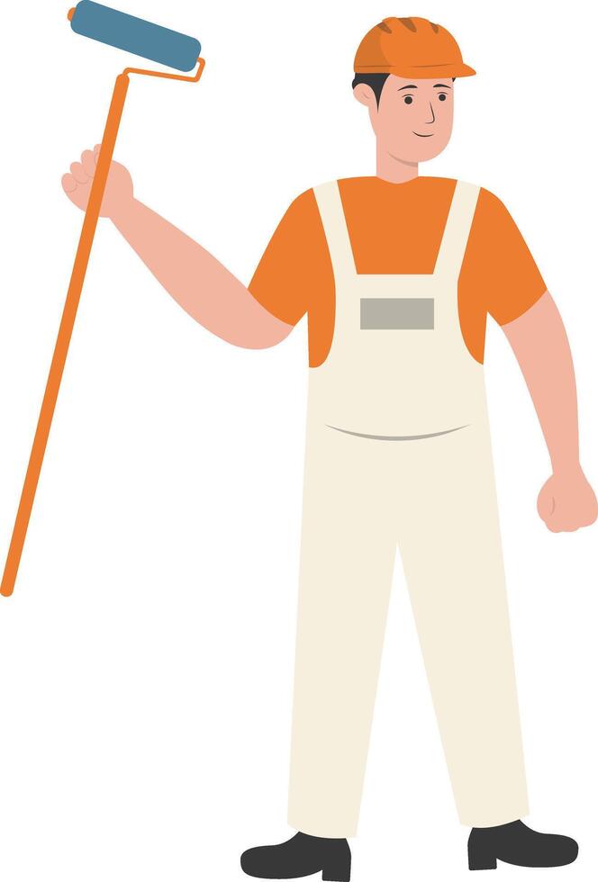 Young Guy Foreman with Roller Paint vector