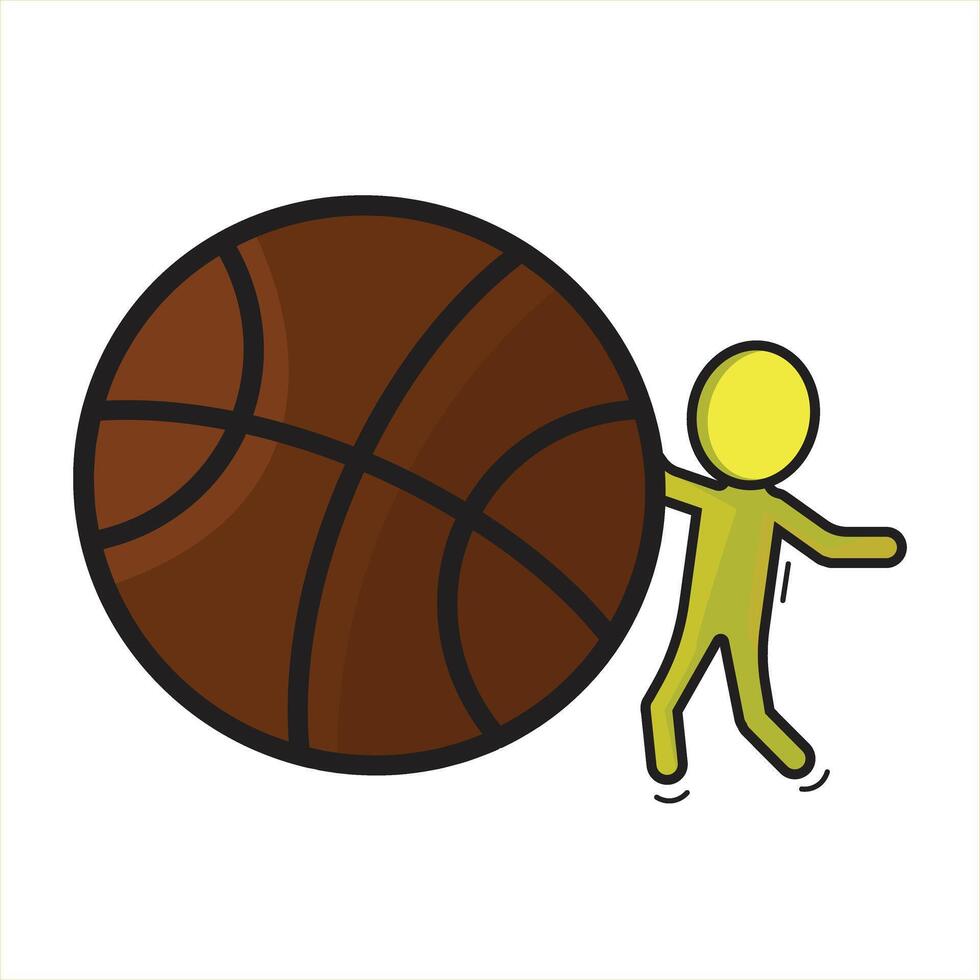 a cartoon man pushing a basketball ball vector