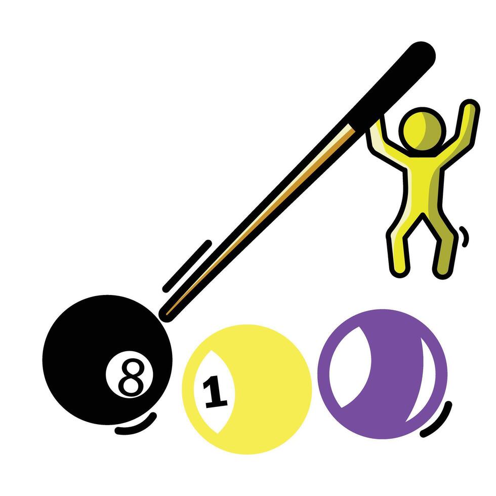 a man is holding a cue stick and a ball vector