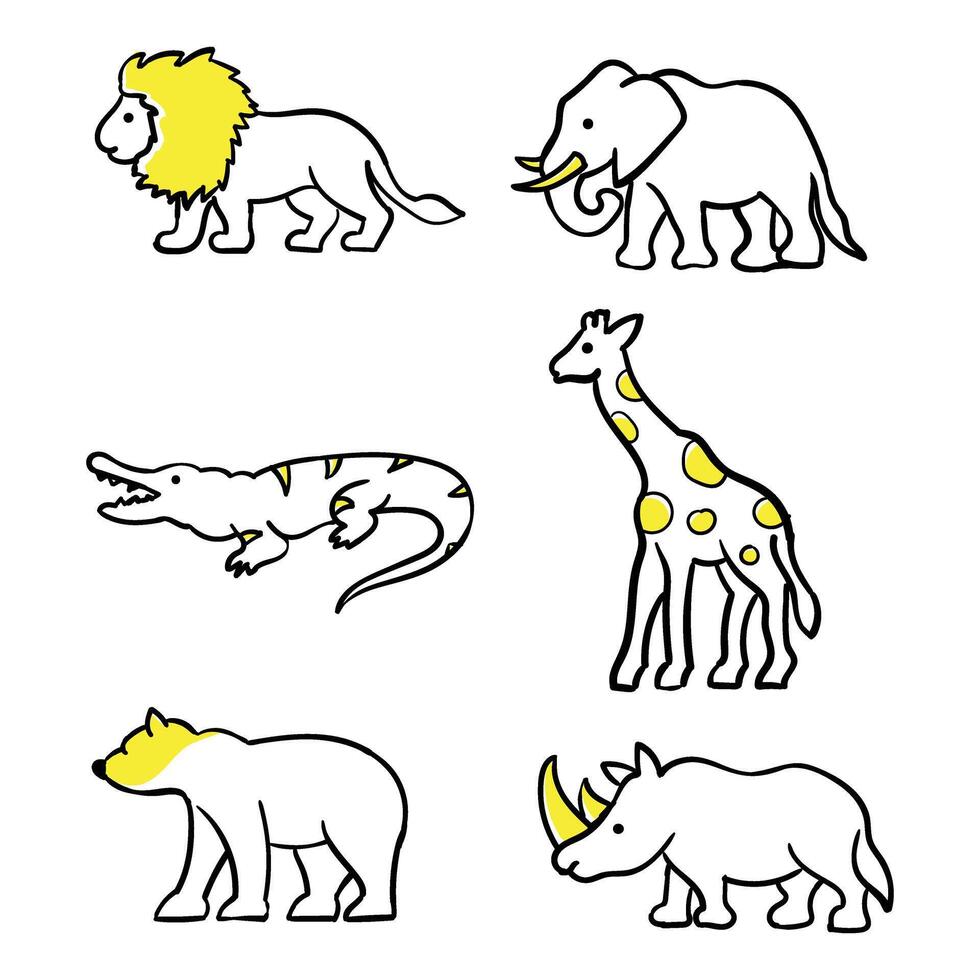 wild animals icon set vector