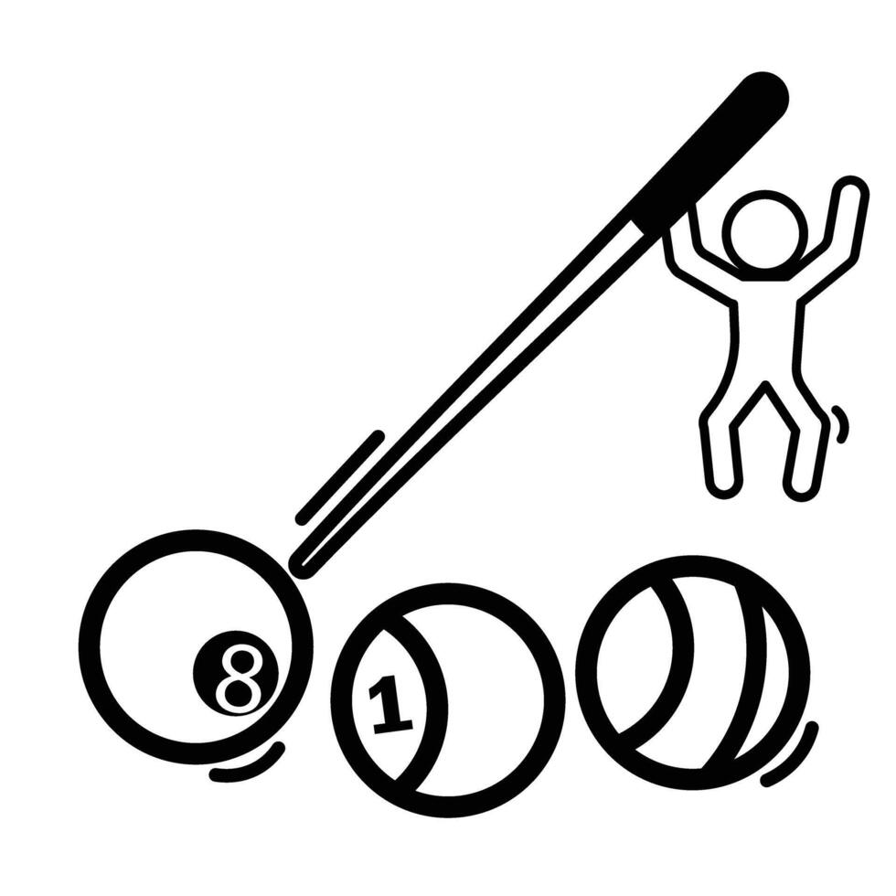 billiard ball and cue ball icon illustration vector