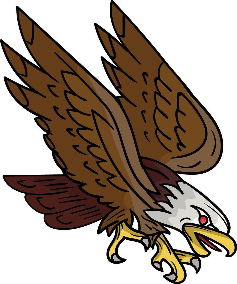 an eagle flying with its wings spread out vector