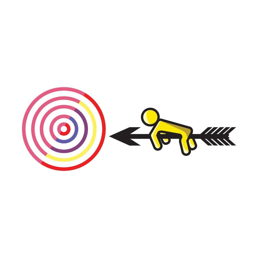 a man is trying to hit a target with an arrow vector