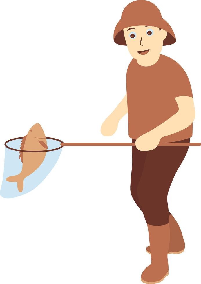 Fisherman Cartoon Illustration vector